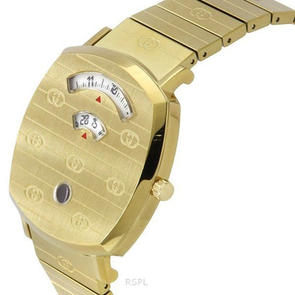 Gucci Grip Gold Tone rustfrit stål Guldskive Quartz YA157409 unisex ur