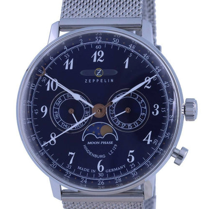 Zeppelin LZ 129 Hindenburg Moon Phase Blue Dial Quartz 7036M-3 7036M3 herreur