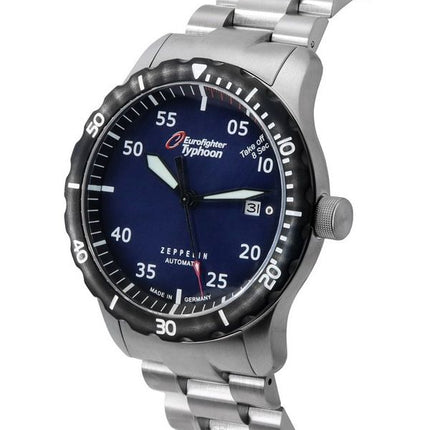 Zeppelin Eurofighter Typhoon Stainless Steel Blue Dial Automatisk dykkers 7268M3set 200M herreur med ekstra rem