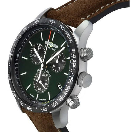 Zeppelin Night Cruise Chronograph Læderrem Green Dial Quartz 72884 100M herreur