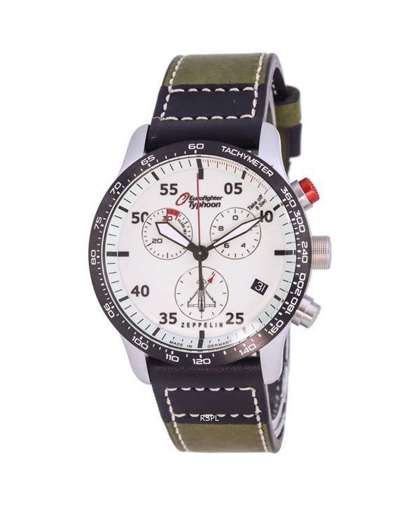 Zeppelin Eurofighter Chronograph Læderrem Beige Urskive Quartz 7298-5 72985 100M herreur