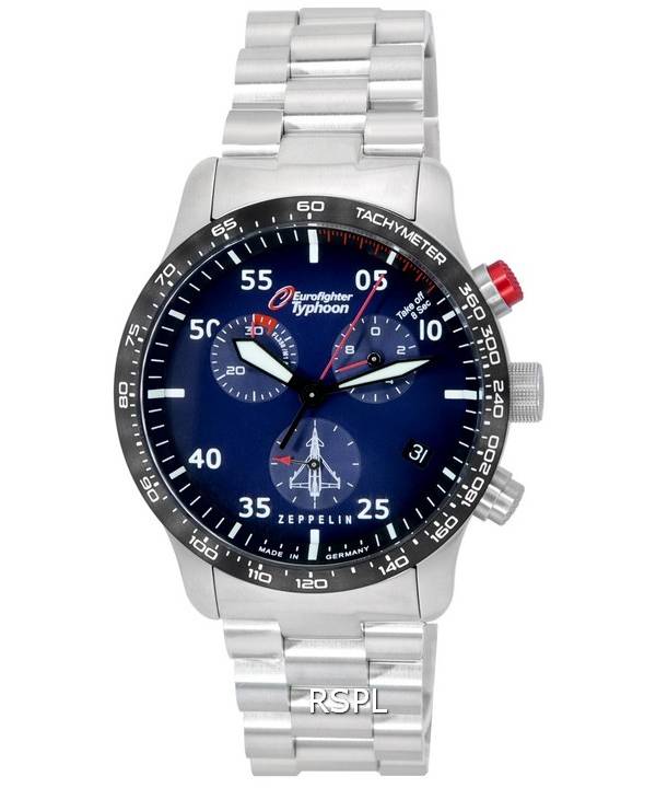 Zeppelin Eurofighter Chronograph Blue Dial Quartz 7298M-3_SET 7298M3_SET 100M herreur med båndsæt