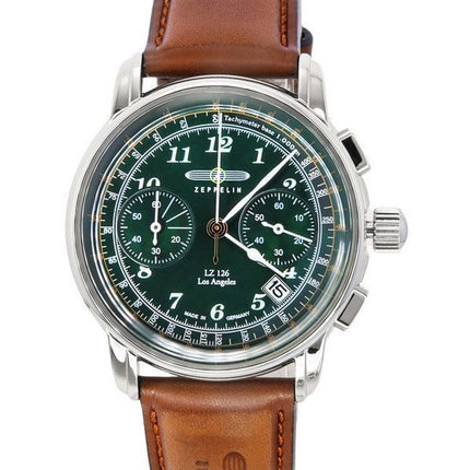 Zeppelin LZ126 Los Angeles Chronograph læderrem Green Dial Quartz 76144 herreur