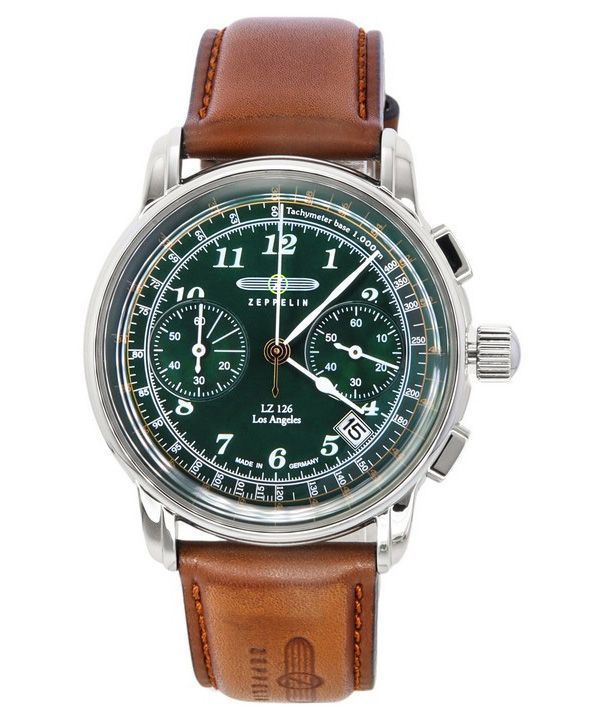 Zeppelin LZ126 Los Angeles Chronograph læderrem Green Dial Quartz 76144 herreur