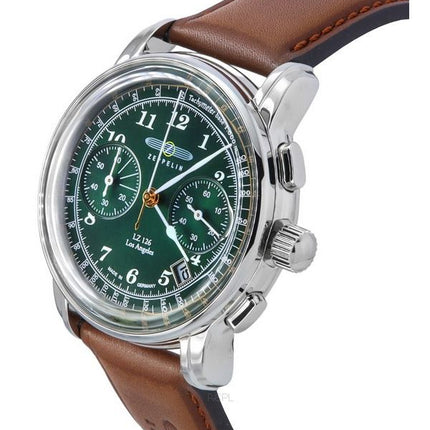 Zeppelin LZ126 Los Angeles Chronograph læderrem Green Dial Quartz 76144 herreur