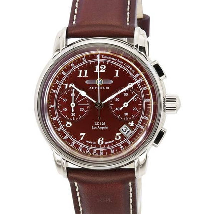 Zeppelin LZ126 Los Angeles Chronograph Burgundy Dial Quartz 76146 herreur