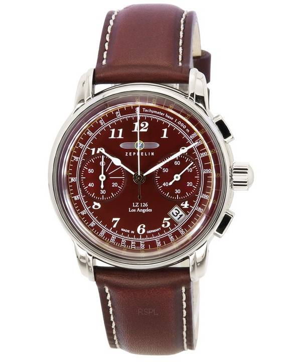 Zeppelin LZ126 Los Angeles Chronograph Burgundy Dial Quartz 76146 herreur