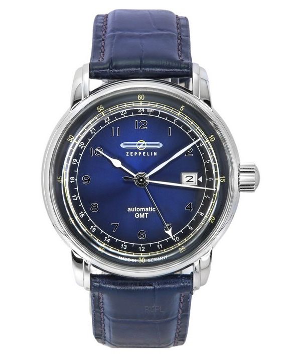 Zeppelin LZ126 Los Angeles GMT læderrem Blue Dial Automatisk 76683 herreur