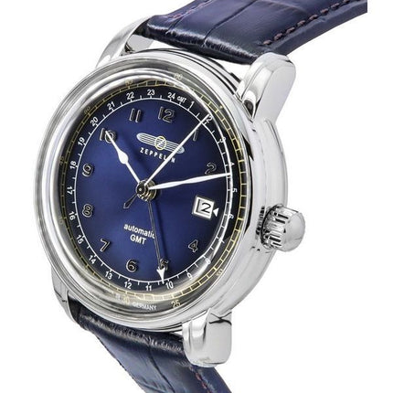 Zeppelin LZ126 Los Angeles GMT læderrem Blue Dial Automatisk 76683 herreur