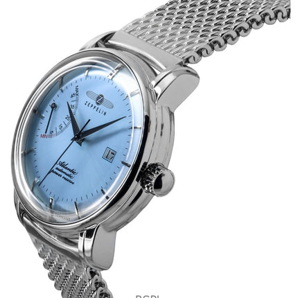 Zeppelin Atlantic rustfrit stål Ice Blue Dial Automatisk 8462M6 herreur