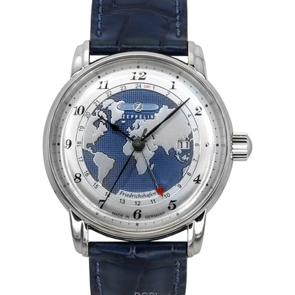 Zeppelin Friedrichshafen GMT læderrem Blue Dial Automatisk 85963 herreur