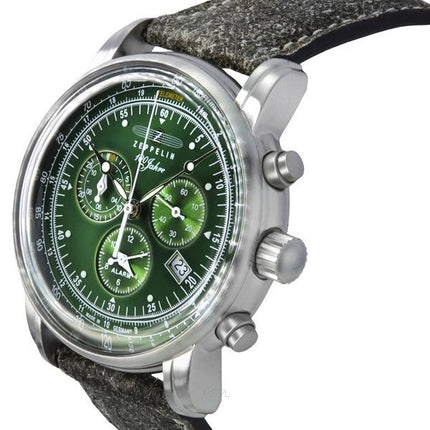 Zeppelin 100 Jahre Chronograph læderrem Green Dial Quartz 86804 herreur