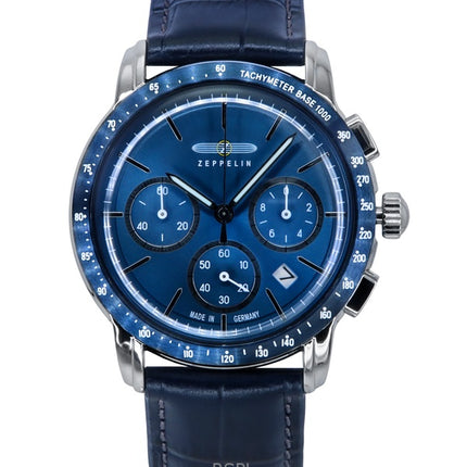 Zeppelin New York Chronograph læderrem Blue Dial Quartz 88783 herreur