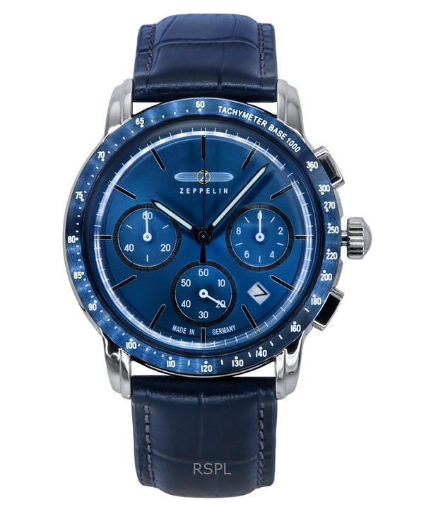 Zeppelin New York Chronograph læderrem Blue Dial Quartz 88783 herreur