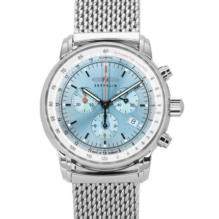 Zeppelin LZ14 Marine Chronograph rustfrit stål Ice Blue Dial Quartz 8886M3 herreur