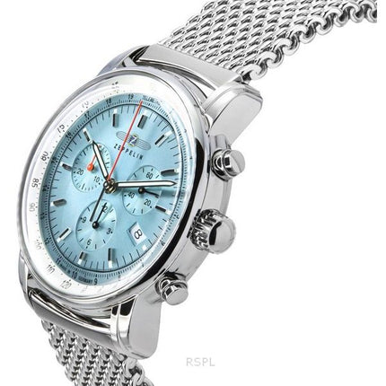 Zeppelin LZ14 Marine Chronograph rustfrit stål Ice Blue Dial Quartz 8886M3 herreur