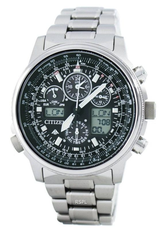 Citizen Promaster Sky Pilot Titanium Eco-Drive Radio kontrolleret verden tid JY8020-52E Herreur