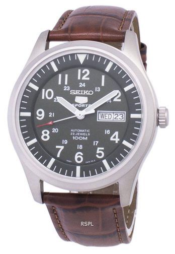 Seiko 5 sport automatisk forholdet brun læder SNZG09K1-LS7 Herreur