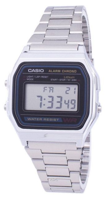 Casio Digital rustfrit stål daglig Alarm A158WA-1DF A158WA-1 Herreur