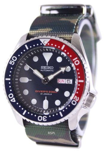 Seiko automatiske dykkerens 200M hær NATO rem SKX009J1-NATO5 Herreur