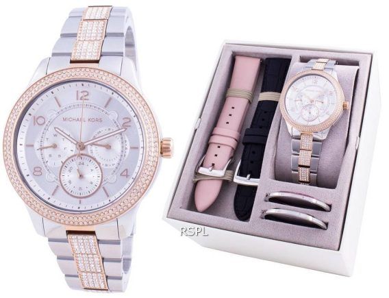 Michael Kors Runway Diamond Accents Quartz MK6727 With Strap Gift Set Women's Watch