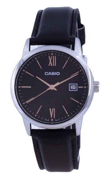 Casio Sort urskive Rustfrit stÃ¥l Analog kvarts MTP-V002L-1B3 MTPV002L-1 Herreur