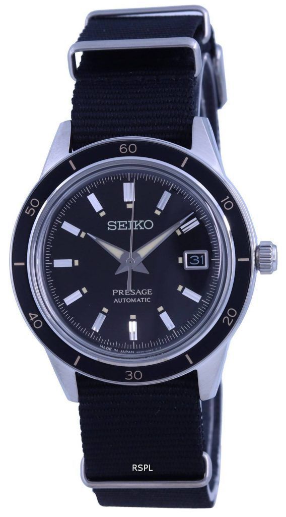 Seiko Presage Style 60&#39,er sort skive nylonrem Automatisk SRPG09 SRPG09J1 SRPG09J herreur