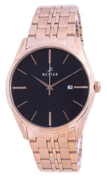 Westar Black Dial Rose Gold Tone Rustfrit stÃ¥l Quartz 50210 PPN 603 Herreur