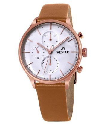 Westar profil læderrem Silver Dial Quartz 50192PPN627 herreur