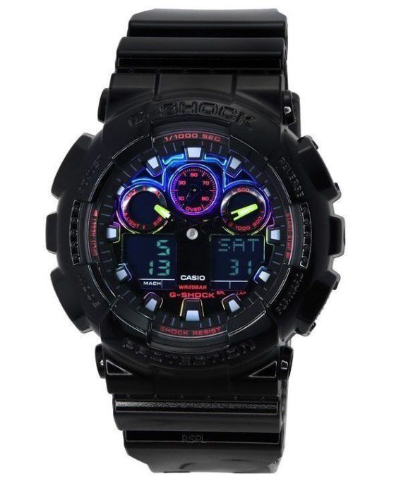 Casio G-Shock Virtual Rainbow Analog Digital Quartz GA-100RGB-1A GA100RGB-1 200M herreur