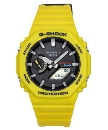 Casio G-Shock Mobile Link Analog Digital Gul Resin Rem Sort Urskive Solar GA-B2100C-9A 200M herreur