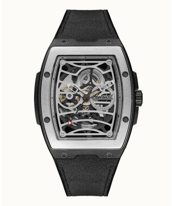 Ingersoll The Challenger polyurethanrem Silver Skeleton Dial I12306 herreur