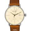 Jern Annie Bauhaus Læderrem Beige Urskive Quartz 50505 Herreur