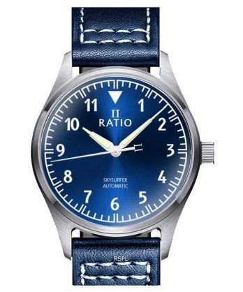 Ratio Skysurfer Pilot Blue Sunray Dial Læder Automatisk RTS302 200M herreur