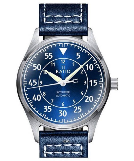 Ratio Skysurfer Pilot Blue Sunray Dial Læder Automatisk RTS318 200M herreur