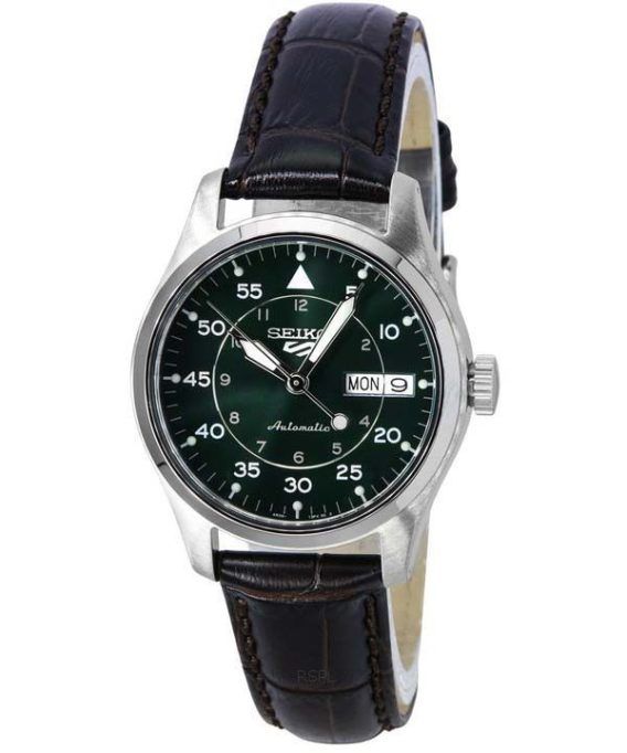 Seiko 5 Sports GMT Kelly Green Flieger Suit Style Læderrem Automatisk SRPJ89K1 100M herreur