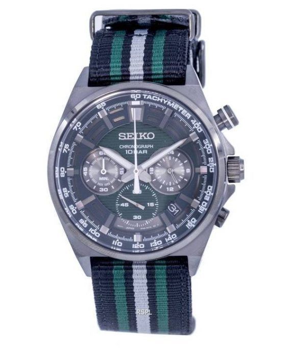 Seiko Chronograph Nylon Green Dial Quartz SSB411 SSB411P1 SSB411P 100M herreur