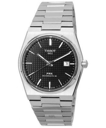 Tissot PRX T-Classic Powermatic 80 rustfrit stål sort skive T137.407.11.051.00 T1374071105100 100M herreur