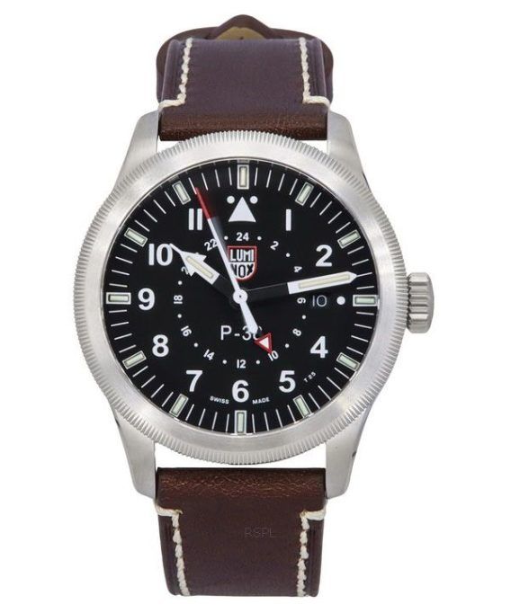 Luminox Air Pilot P-38 Lightning GMT læderrem Black Dial Swiss Quartz XA.9521 100M herreur