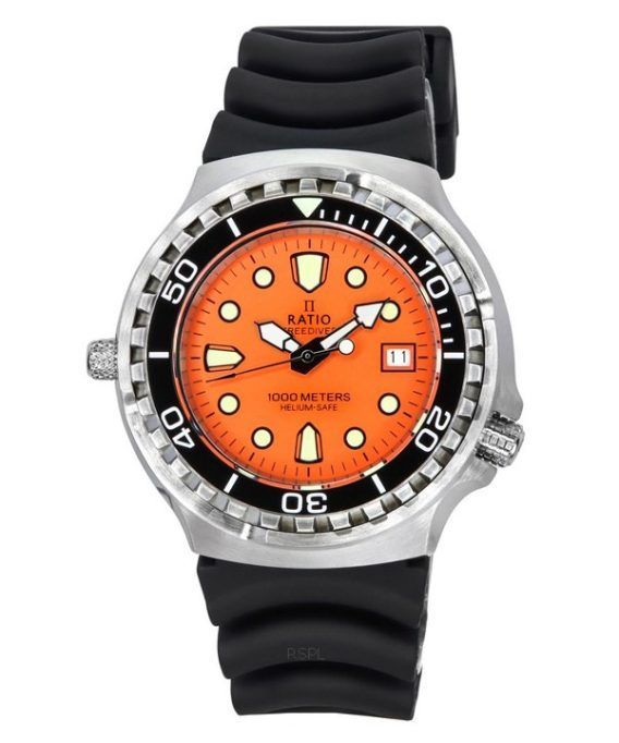 Ratio FreeDiver Helium Safe Sapphire Quartz Orange Dial 1038EF102V-ORG Herre 1000M ur