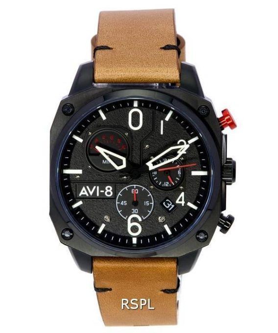 AVI-8 Hawker Hunter Charcoal Ember Brown Retrograd Chronograph Quartz AV-4052-02 Herreur