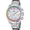 Festina Rainbow Chronograph Rustfrit stål Krystal accenter Sølvskive Quartz F20606-2 100M dameur