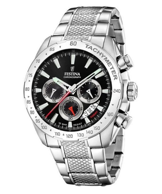 Festina Chrono Sport rustfrit stål Black Dial Quartz F20668-4 100M herreur