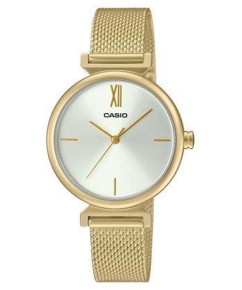 Casio Analog Gold Tone Rustfrit Stål Hvid Urskive Quartz LTP-2024VMG-7C Dameur Med Armring Sæt