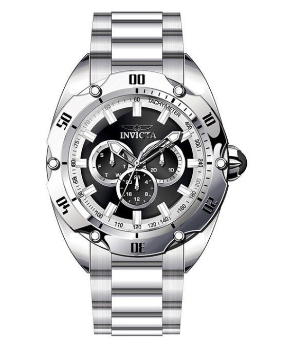 Invicta Venom GMT rustfrit stål sort skive kvarts 45729 100M herreur