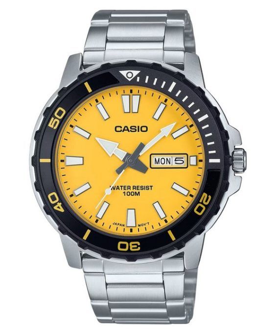 Casio Standard Analog Rustfrit Stål Gul Urskive Quartz MTD-125D-9AV 100M herreur