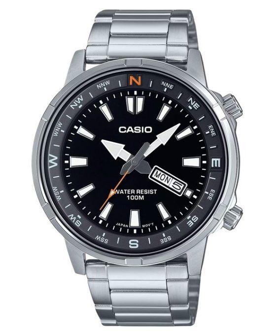 Casio Standard Analog Rustfrit Stål Sort Urskive Quartz MTD-130D-1A4V 100M herreur