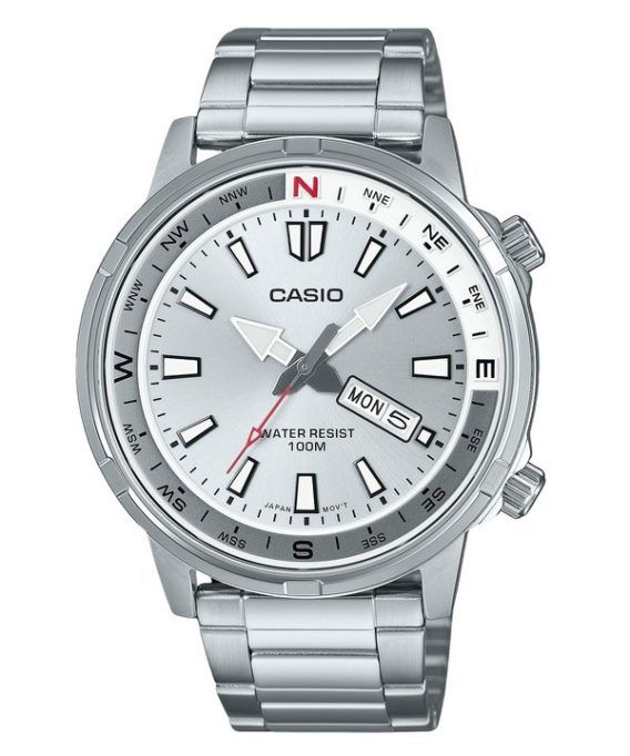 Casio Standard Analog rustfrit stål Sølvskive Quartz MTD-130D-7AV 100M herreur