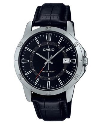 Casio standard analog læderrem Black Dial Quartz MTP-V004L-1C herreur