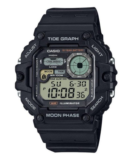 Casio Standard Digital Graph Moon Phase Resin Rem Quartz WS-1700H-1AV 100M herreur